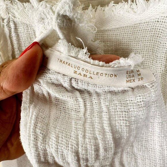 Zara TRF‎ Flowy Backless Frayed Off White Resortwear Bohochic Tank Top Medium - Picture 12 of 13